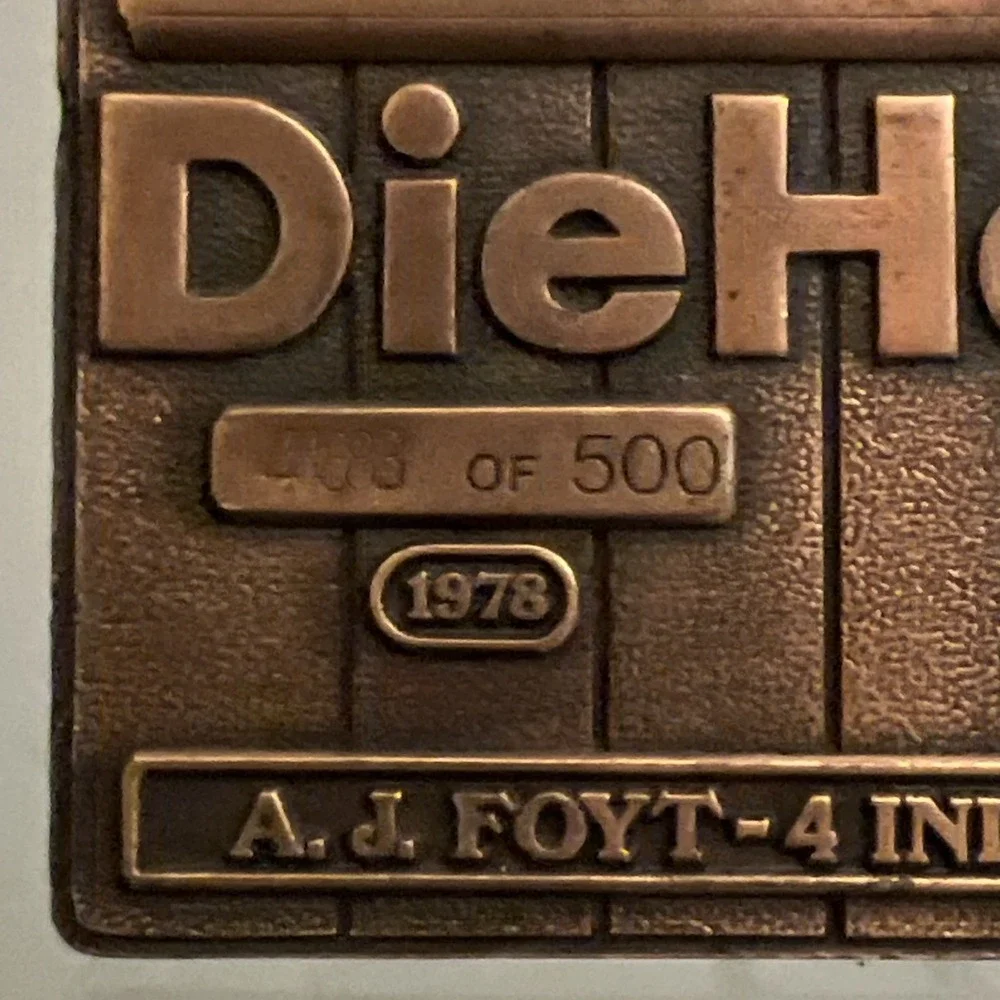 Vintage 1978 Diehard Battery A.J. Foyt 4Indy Wins Bronze Belt Buckle #483 of 500